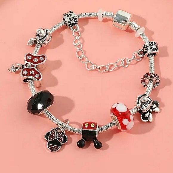 Pandora Style Disney Minnie & Mickey Charm Bracelet - Picture 3 of 4